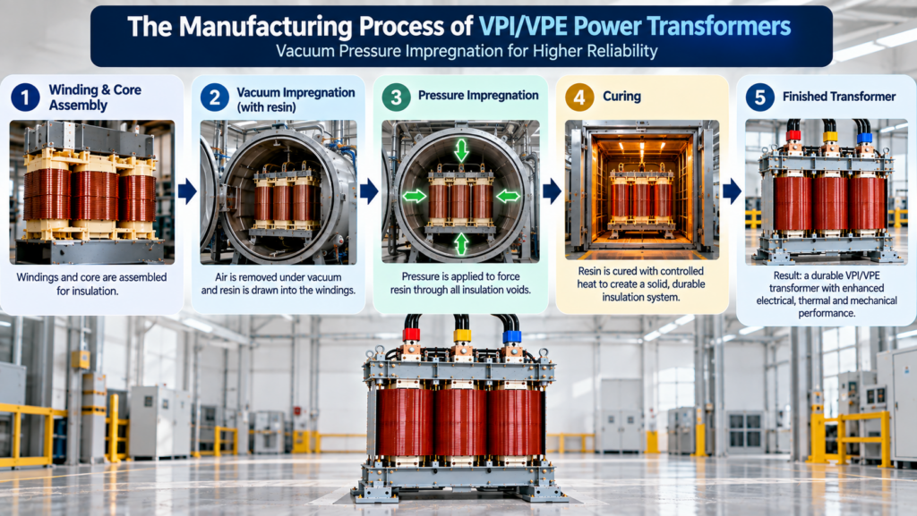 The Manufacturing Process of VPI/VPE Power Transformers: Understanding Vacuum Pressure Impregnation
